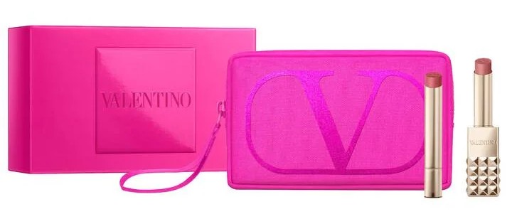 Valentino Spike Lipstick and Pink Pouch Gift Set